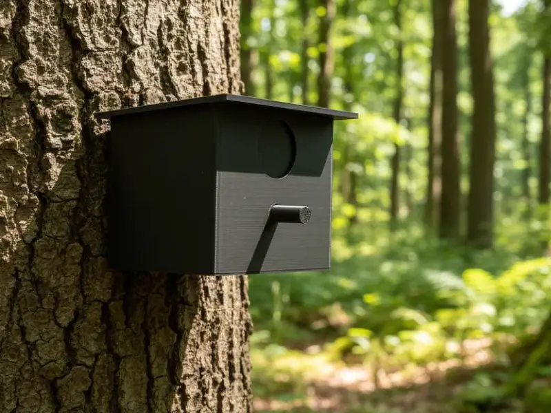 Nascondiglio per geocaching a forma di casetta per uccelli – Finta casetta per uccelli