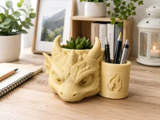 Dragon Planter with Pencil Holder-3D Model