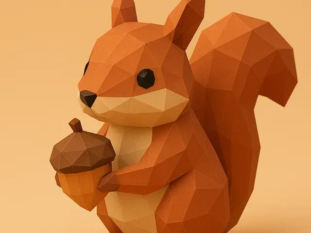 Low poly squirrel with acorn