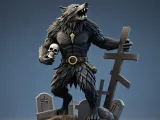 4250 Werewolf with Skull – Minimalist Statue  STL DND ARTE-0