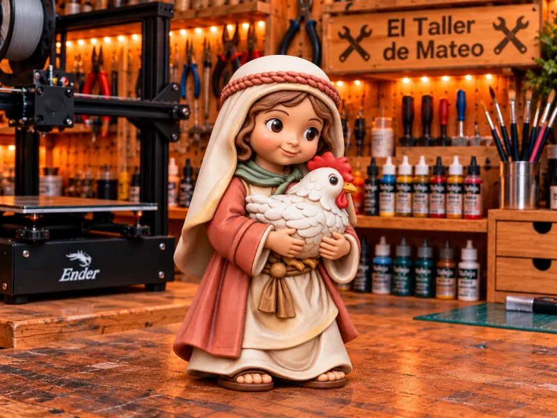 Figura de porcelana con gallina