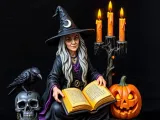 4314 Witch with Skull and Pumpkin – Color 3D Model STL DND-0
