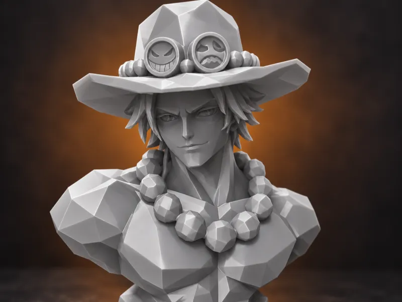 Portgas D. Ace Bust Low Poly – One Piece