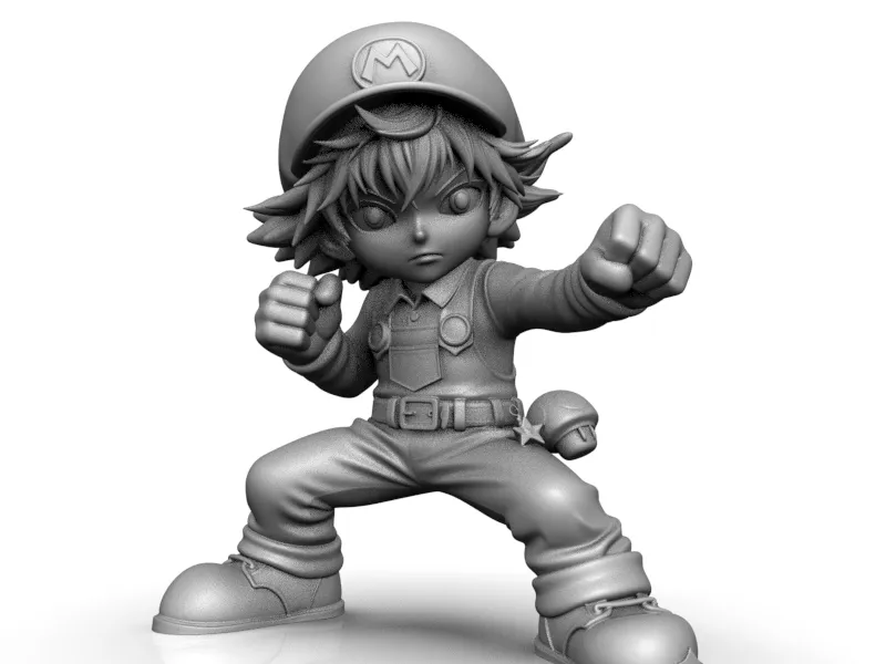 Killua Zoldyck wearing Mario's outfit