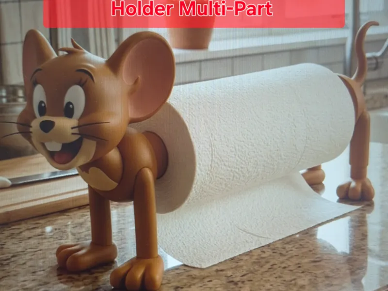 Jerry Mouse Paper Towel Holder Multi-Part 3D print model