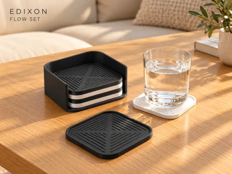 EDIXON FLOW SET | 6-delige Onderzetters + Stand | STL STEP
