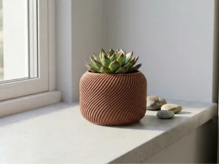 Vase 0002 B - Bulky pot twisted vase