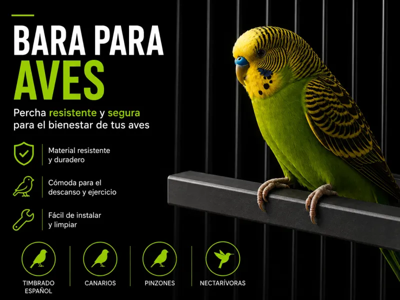 Percha para jaula de aves con sistema de bloqueo de tuerca
