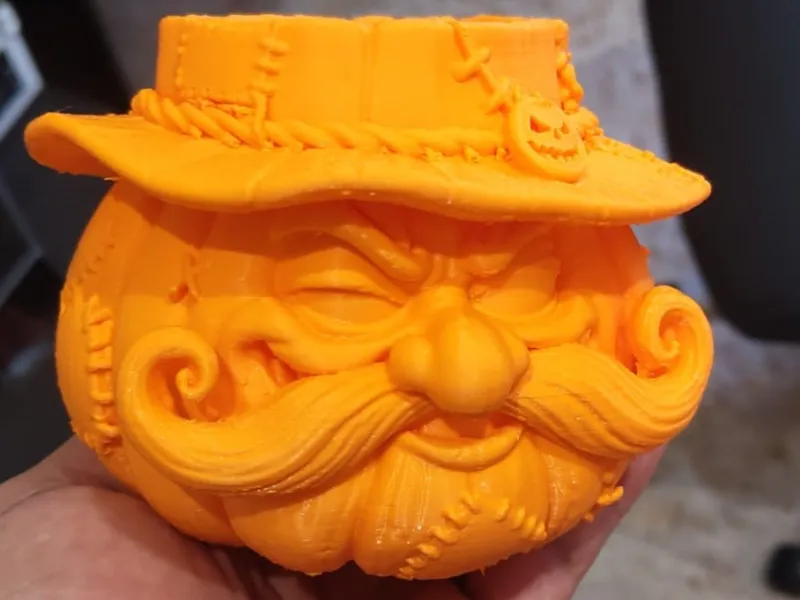 Suport de creioane cu dovleac mustăcios și încruntat | Decor de birou pentru Halloween