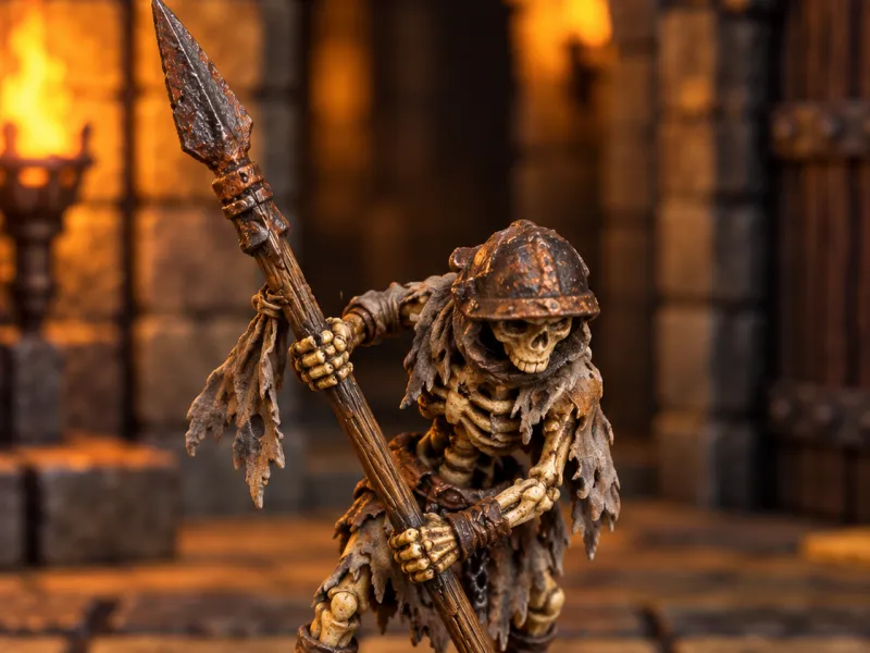 Heroquest veya D&D için mızraklı iskelet