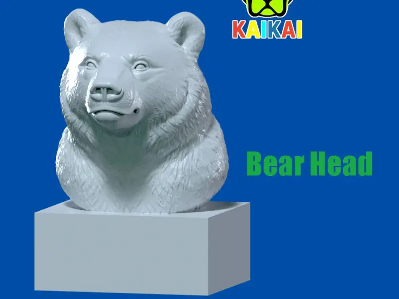 Brown bear Bust - Bear head model - 3D print