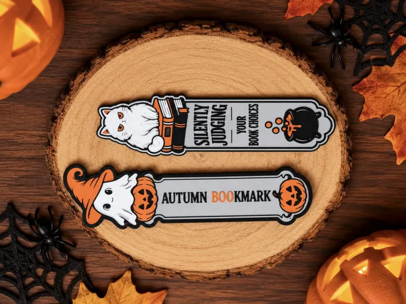 Halloween Bladwijzerset 🎃 Schattig Spook & Oordelende Kat