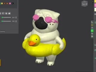 Pug with an inflatable duck