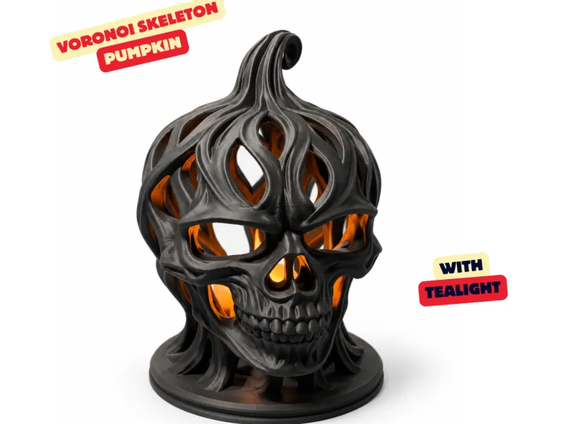 VORONOI SKELET HOOFD POMPOEN 🎃🔥💀