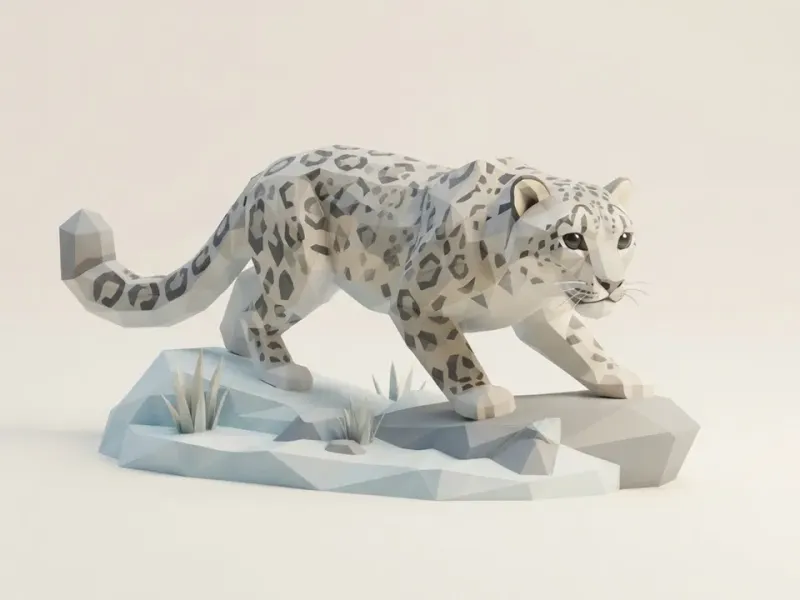 Low Poly Snow Leopard