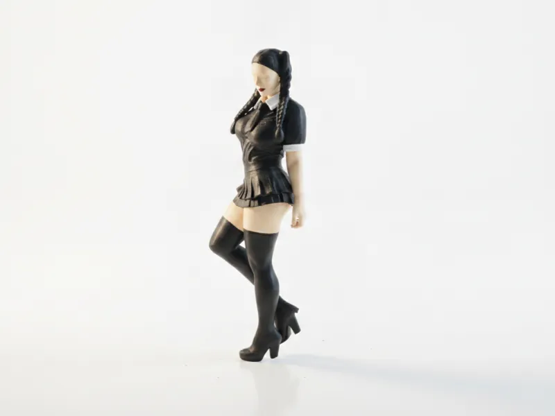 Ponytail Schoolgirl Figurine Female 3D Printable