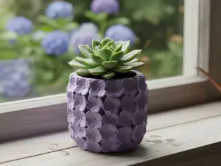 maceta rodeada de flores