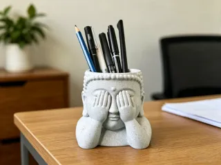"See no evil" Buddha statue pen holder“非礼勿视”佛像笔筒