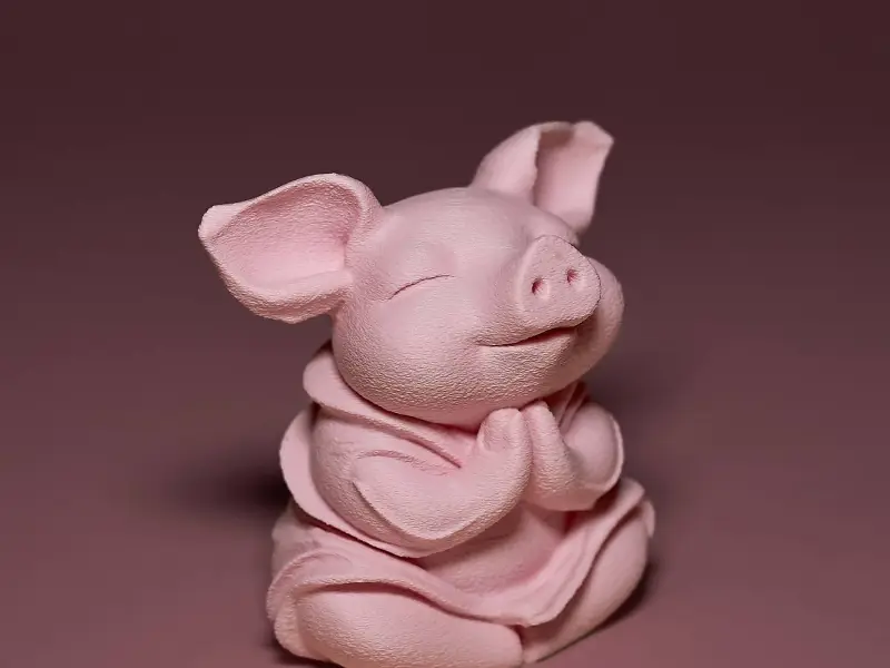 瞑想する子豚フィギュア