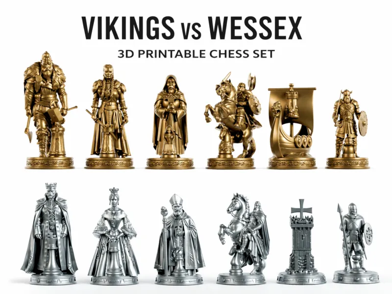 Ajedrez Vikingos vs Wessex STL 3D Imprimible Histórico