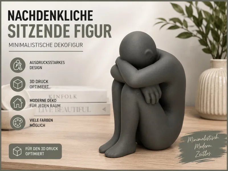 Nachdenkliche sitzende Figur – Minimalistische Deko