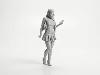 Lady with Phone Figurine Female Figure 3D Printable