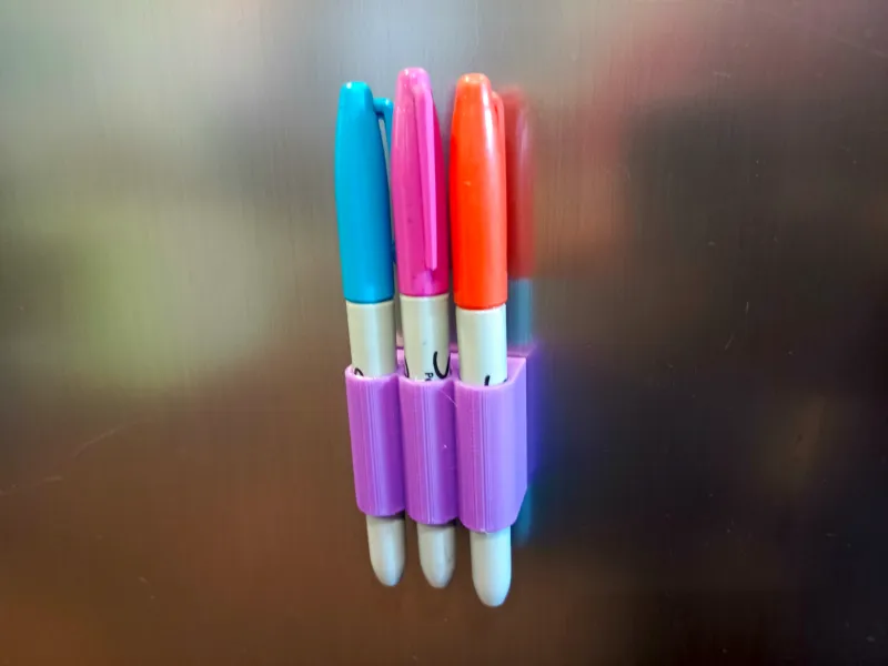 Magnetic Fridge Pen Holder - 3 Slot Organizer
