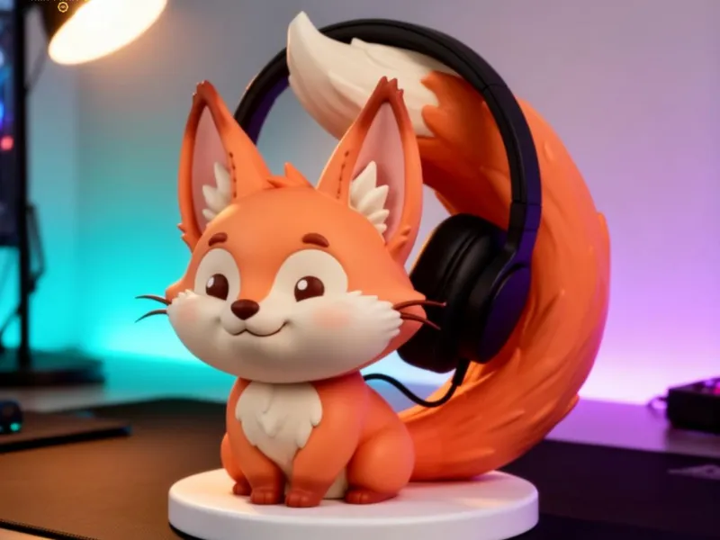 Chibi Fox Headphone Stand - Cute Gaming Desk Guardian