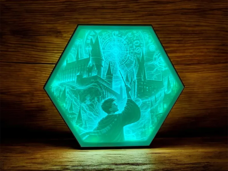 Hexagon Lithophane LED RGB Lamp - Harry Potter 001