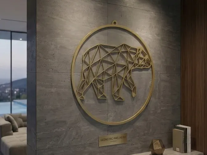 Low Poly - Décoration murale géométrique en ours - Art