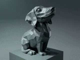 Low Poly Dog Statue