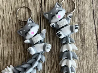 Fluffy Tail Cute Flexi Baby Wolf - Toy/ Keychain/Magnet
