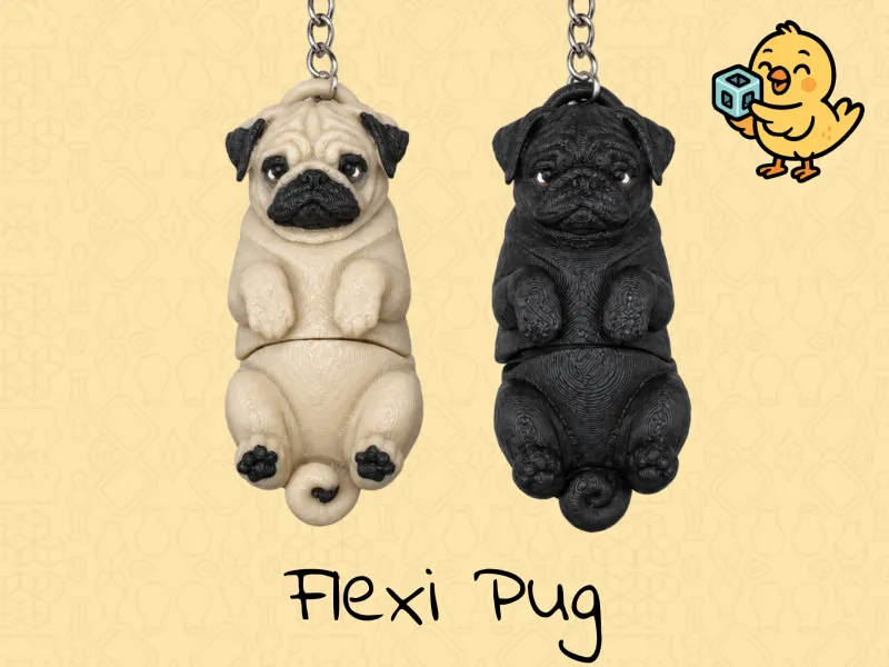 Sevimli Pug Anahtarlık – Eklemli Esnek Oyuncak Köpek