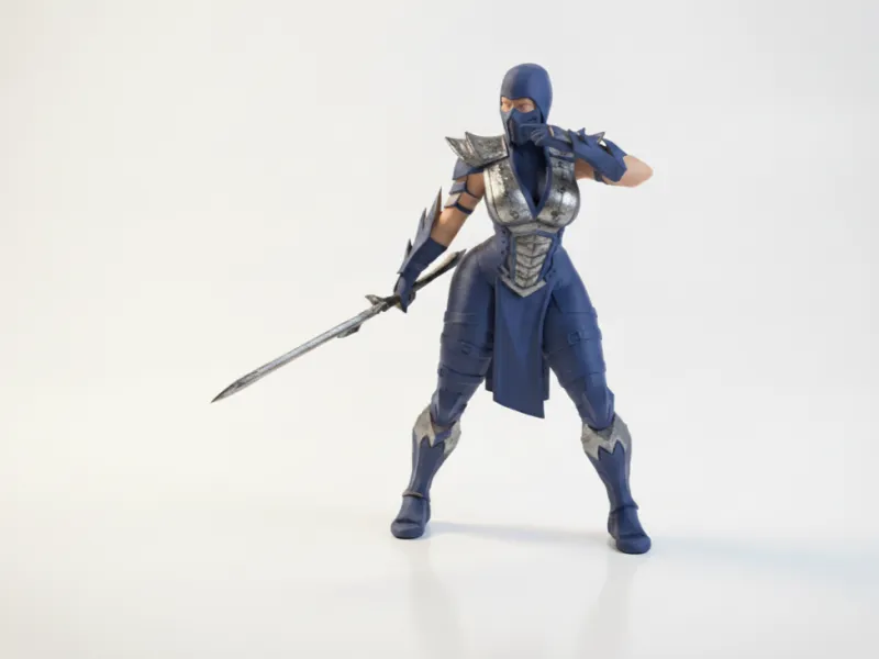 Figurine de guerrière en armure imprimable en 3D