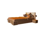 Modern Wooden Bed with Side Table-0