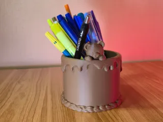 Chocolate Cake Pen Organizer with Hidden Compartment