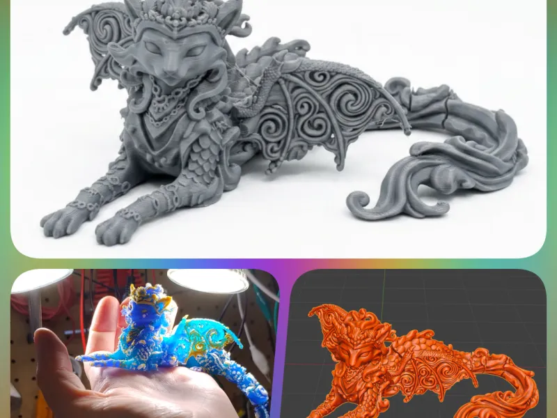 Dragon Tide Cat Flexy Print in place