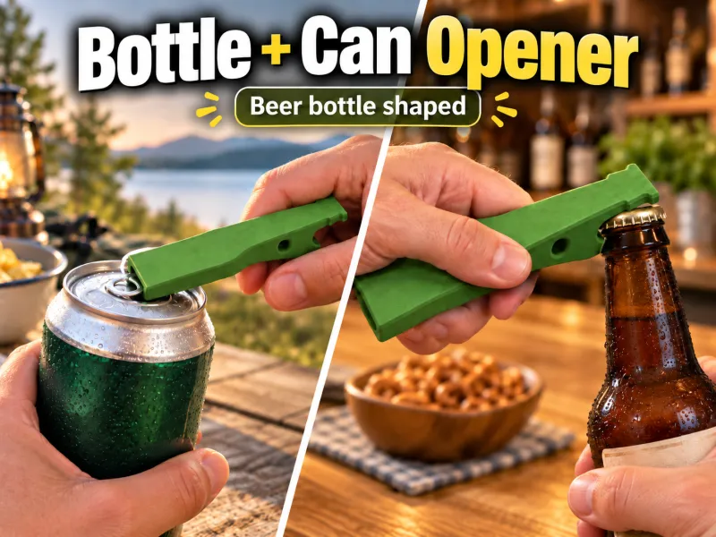 Abridor de Garrafa e Lata 2 em 1 em Formato de Garrafa de Cerveja