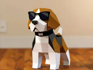 Low-Poly Beagle with Sunglasses