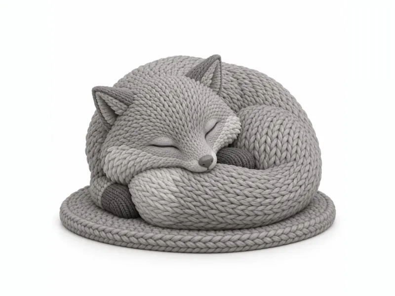 Curled Knitted Fox