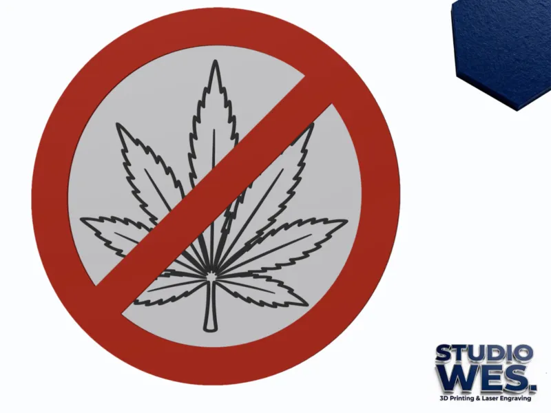Cannabis Leaf - Forbidden Traffic Sign - Wall Art v2