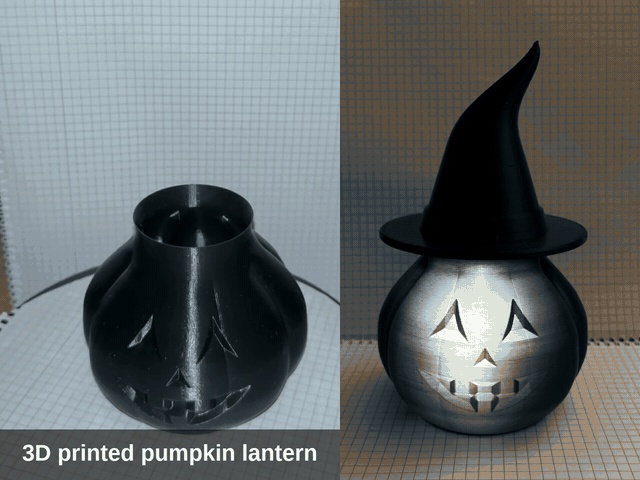 Jack-o'-Lantern Pumpkin (Vase Mode) with Witch Hat Lid