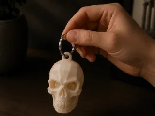 Low Poly Skull Keychain–Stylish 3D Printed Keyring