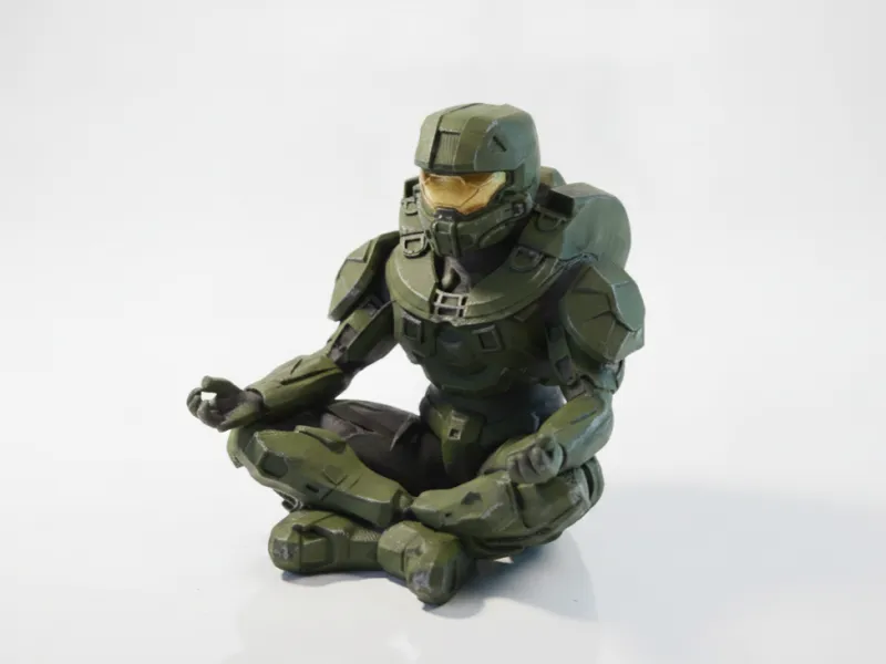 Mediterend Master Chief Beeldje Gaming 3D Printbaar