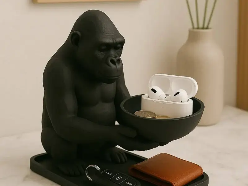 Minimalist Gorilla Model holding bowl with tray