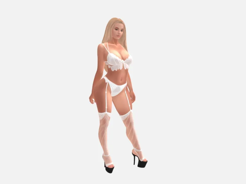 Blonde Woman in Suspenders 