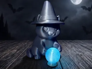 Cute Cat Witch With Crystal Ball