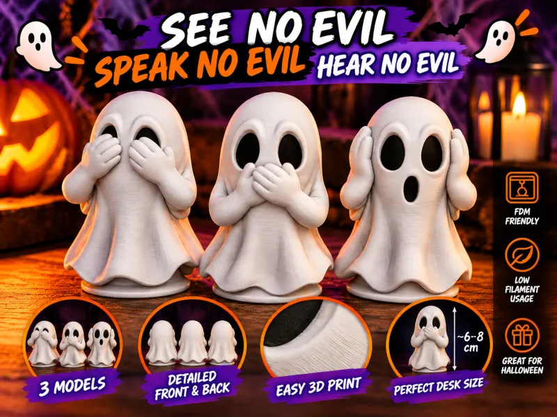 Three Little Ghosts - See no evil Hear no evil Speak no evil