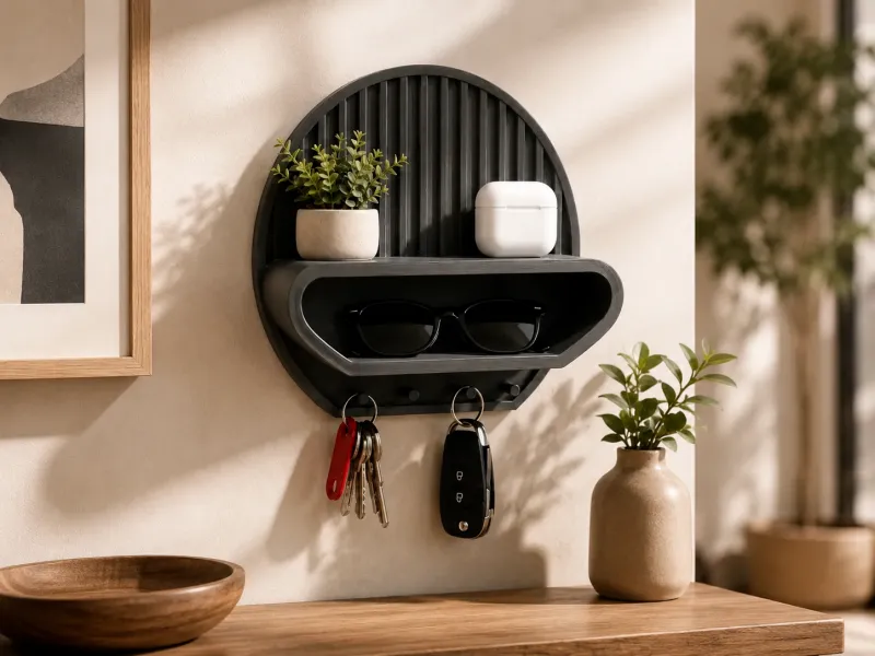 Wall Mounted Key Holder with Sunglasses Shelf