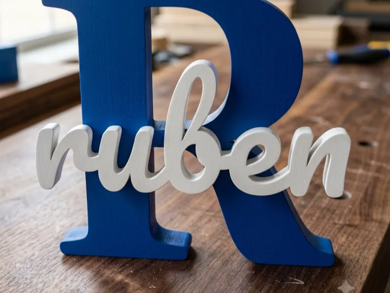 Inicial R con el nombre de Ruben